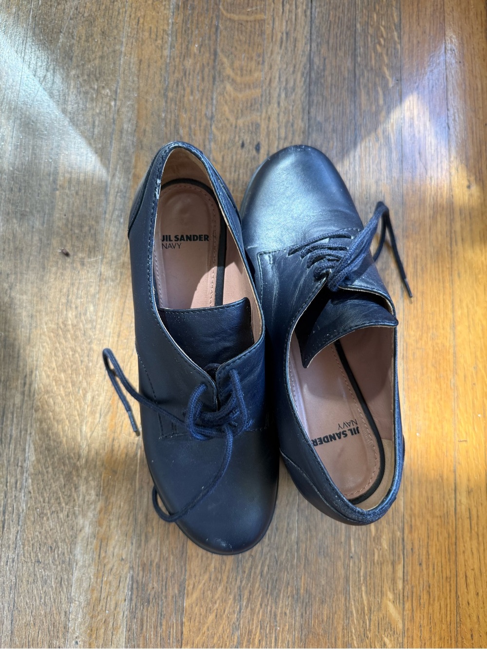 Jil Sander Navy Leather Lace-Up high heels